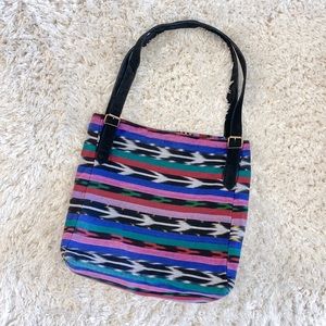 World Market Suede Handle Aztec Tote Purse
